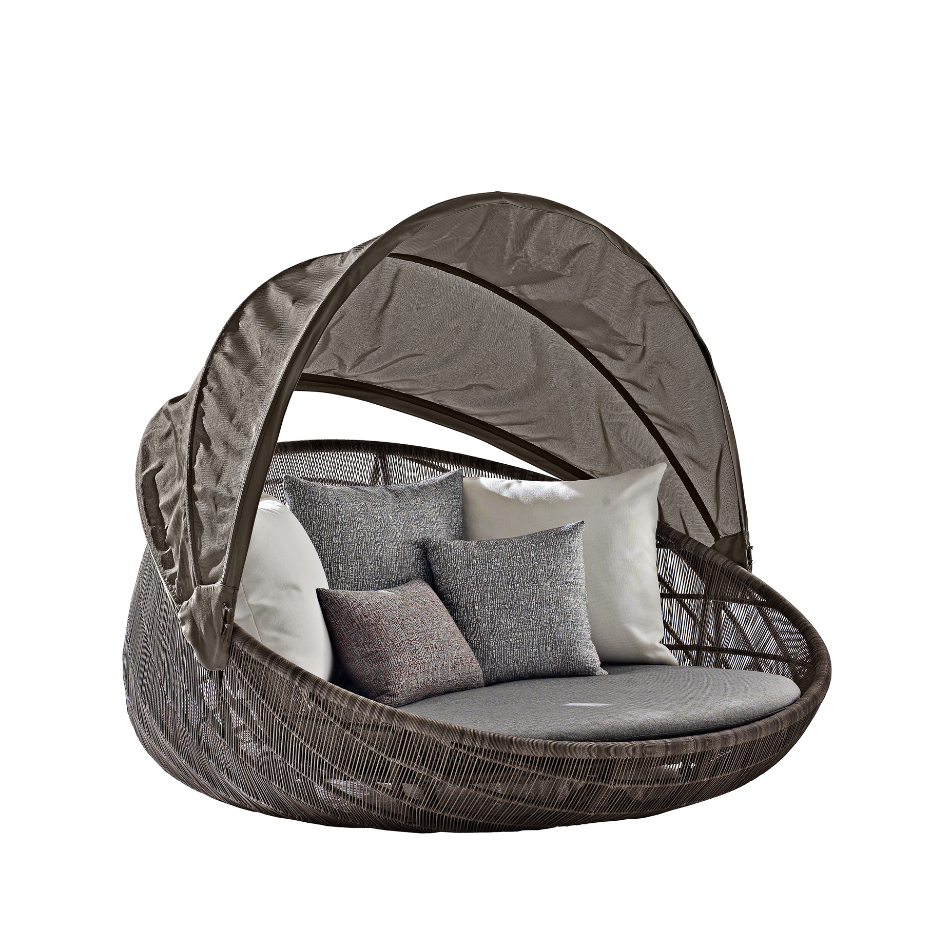 диван с навесом из ротанга