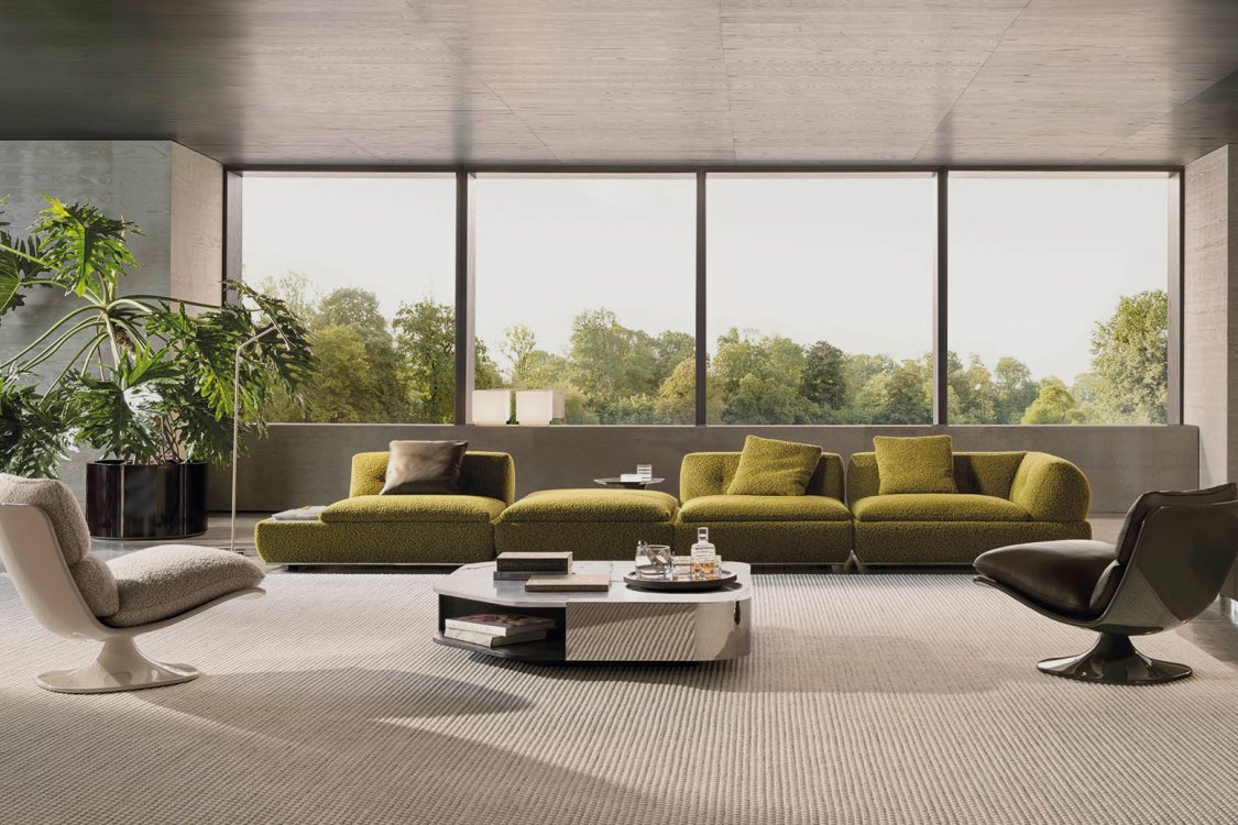 Sofás de diseño contemporáneo MINIM showroom. Minotti