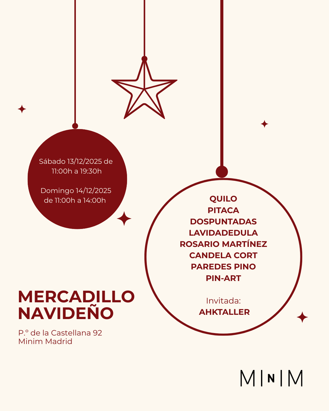 cartel del mercadillo navideño de minim madrid