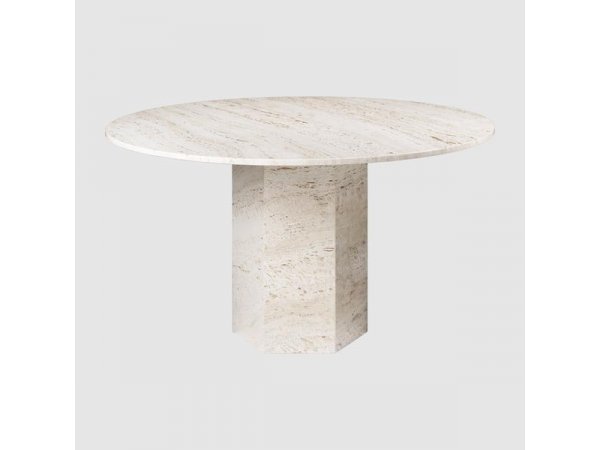 Epic Dining Table_mesa de comedor redonda_ blanco travertino_Gubi_MINIM