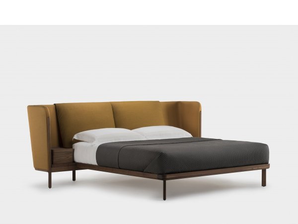 Low Dubois Bed - Luca Nichetto - cama de nogal - cama de madera- cabecero bajo - con mesita de noche - MINIM - Madrid - Barcelona