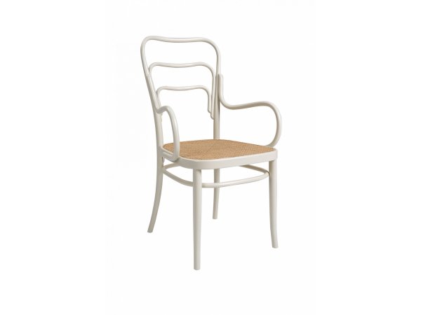 vienna 144 - silla - Gebrüder Thoner - MINIM - silla blanca con asiento de rafia