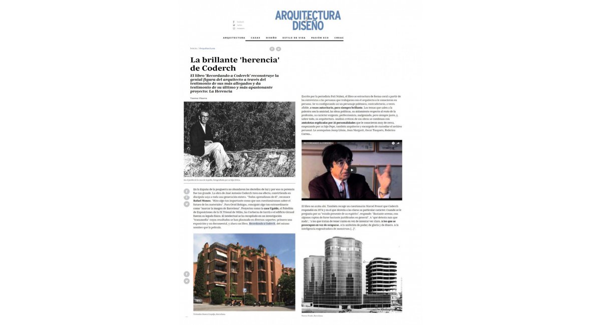 Libro &quot;Recordando a Coderch&quot; MINIM Barcelona