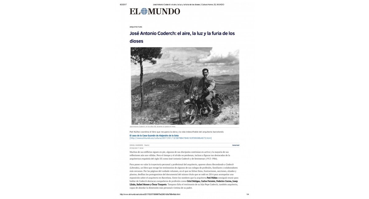 Libro &quot;Recordando a Coderch&quot; MINIM Barcelona