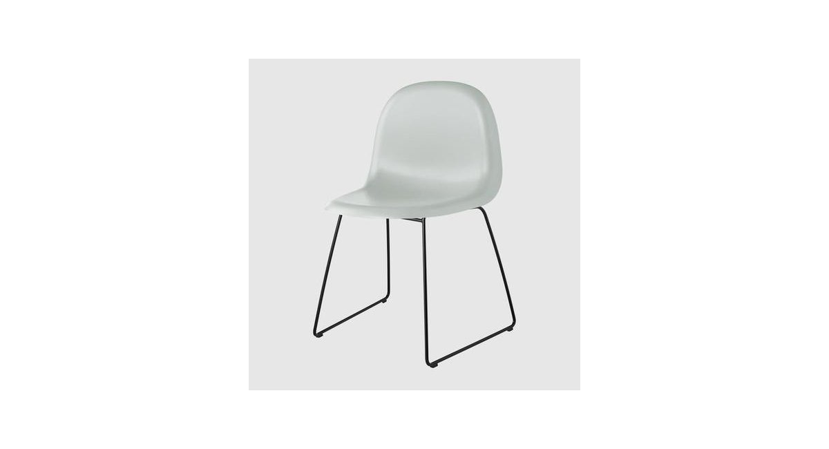 3D - silla de comedor - estructura negra - asiento azul agua - GUBI - MINIM