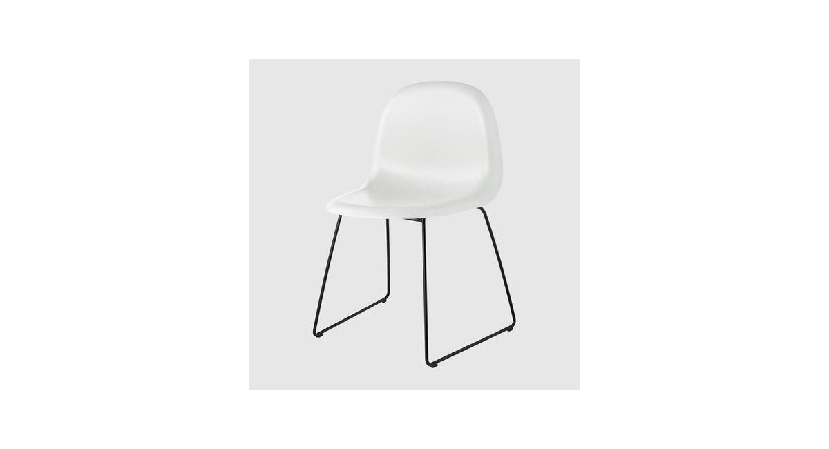 3D - silla de comedor - estructura negra - asiento blanco - GUBI - MINIM