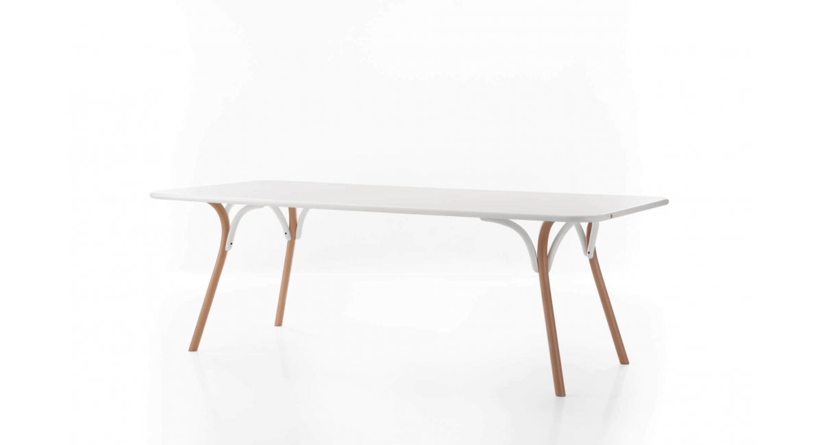 Arch Dining Table - mesa - Gebrueder Thonet Vienna - MINIM - mesa con tablero blanco