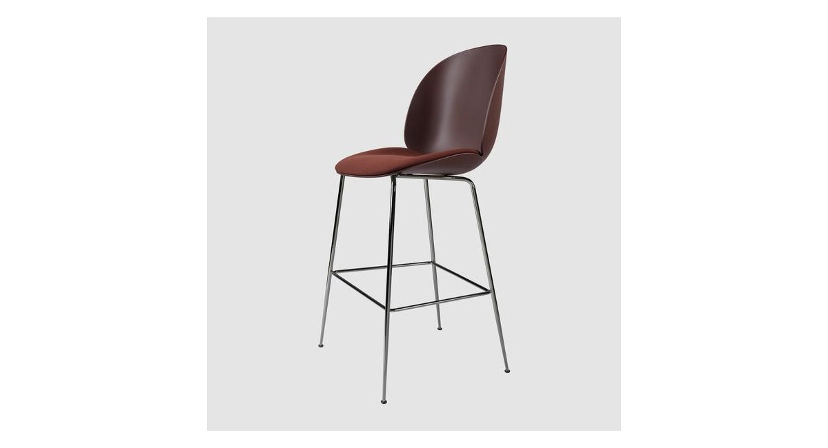 Beetle_Bar Chair_taburete_cromado_asiento rosa oscuro_GUBI_MINIM.