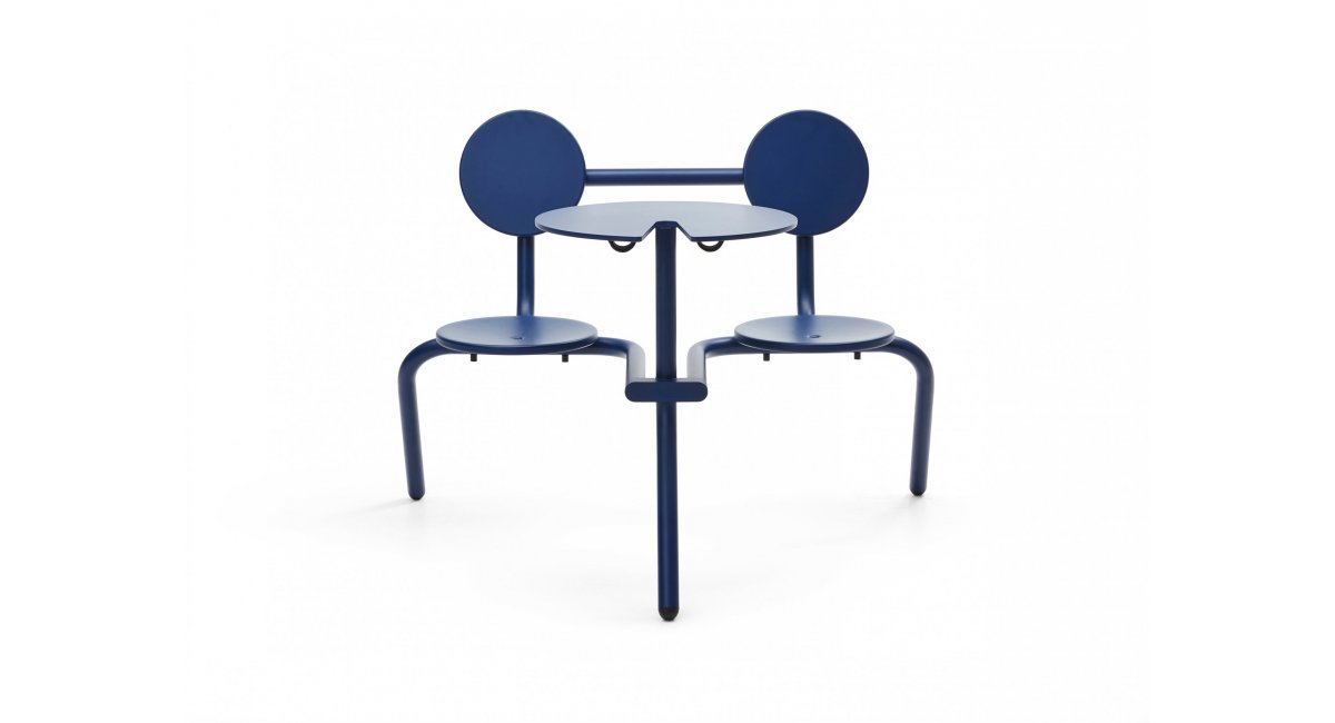 Bistroo - mesa con taburetes incorporados - muebles exterior - extremis - MINIM - mesa azul