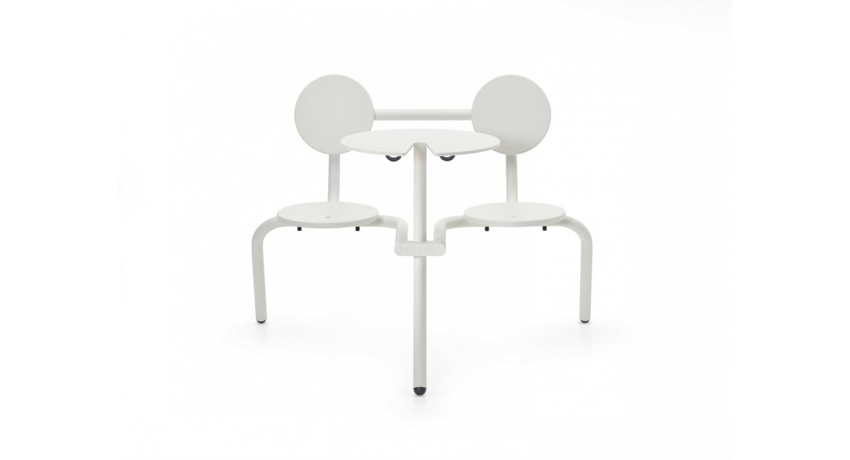 Bistroo - mesa con taburetes incorporados - muebles exterior - extremis - MINIM - mesa blanca
