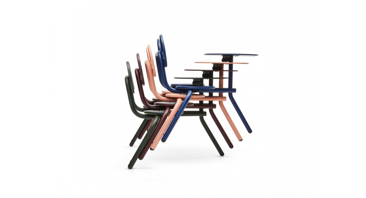 Bistroo - mesa con taburetes incorporados - muebles exterior - extremis - MINIM - mesa varios colores - apilables