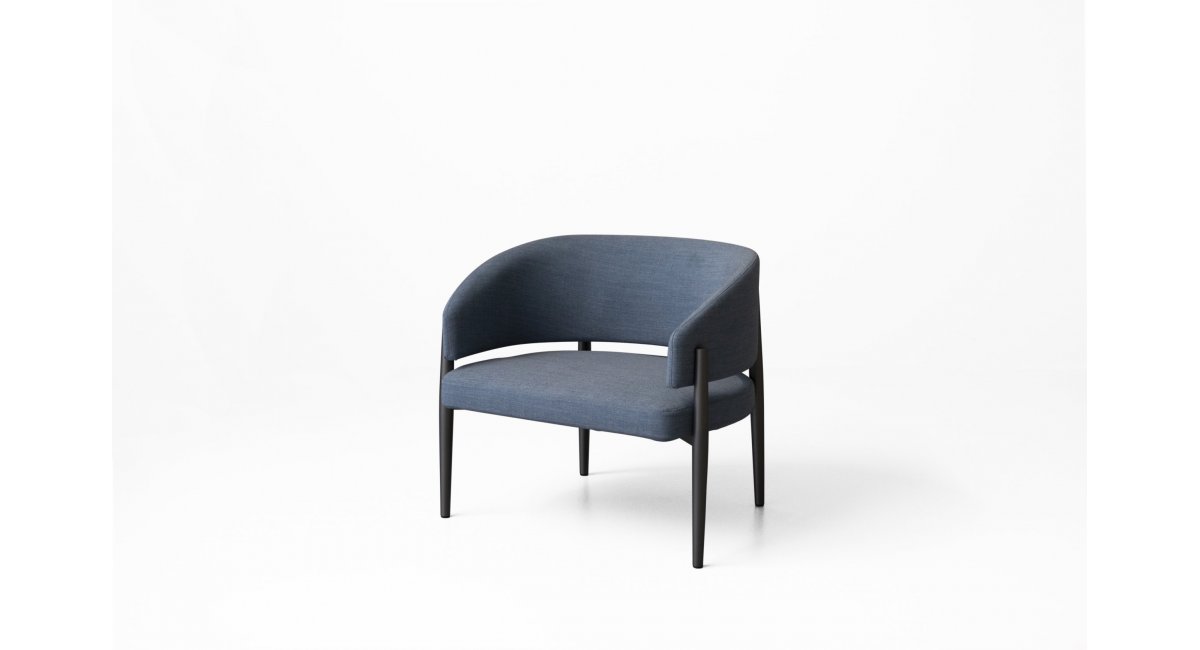 Butaca FRANK CLUB_Porro_ patas metal_vista frontal_confortable_respaldo concha_MINIM Showroom_Madrid_Barcelona_vista lateral