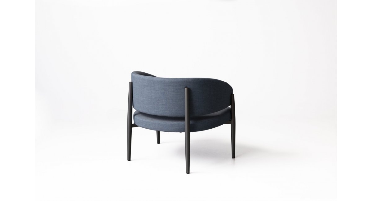 Butaca FRANK CLUB_Porro_ patas metal_vista frontal_confortable_respaldo concha_MINIM Showroom_Madrid_Barcelona_vista trasera