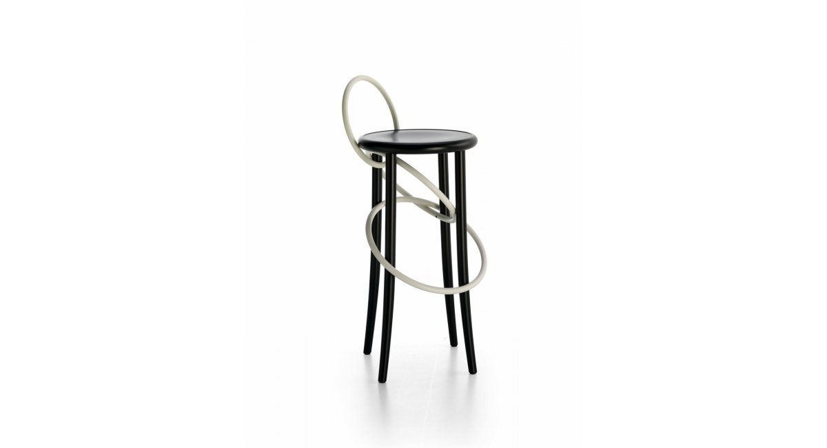 CIRQUE - taburete alto - blanco y negeo - Gebrueder Thonet Vienna - MINIM