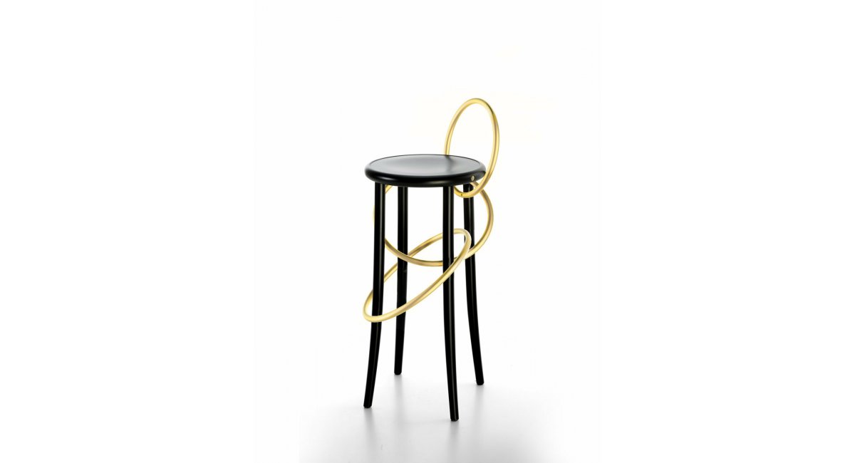 CIRQUE - taburete alto - negro y dorado - Gebrueder Thonet Vienna - MINIM