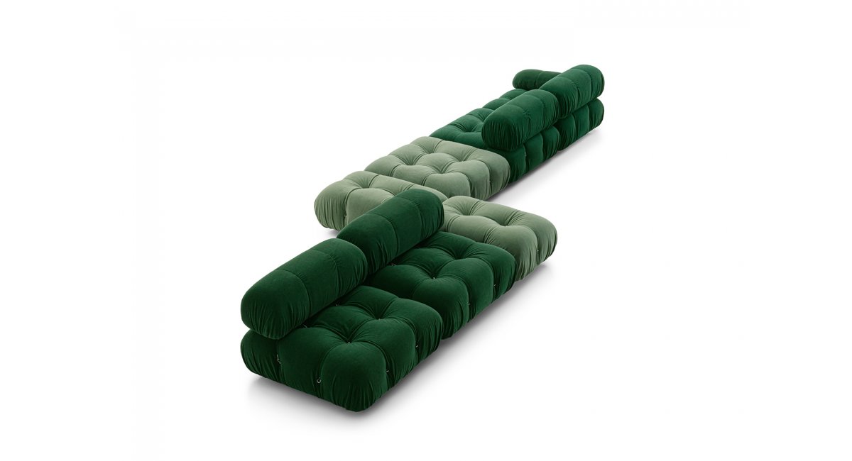 Camaleonda_sofá_ modular_tonalidades verdes_varios tejidos_MINIM Madrid- MINIM Barcelona