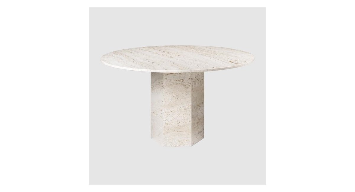 Epic Dining Table_mesa de comedor redonda_ blanco travertino_Gubi_MINIM