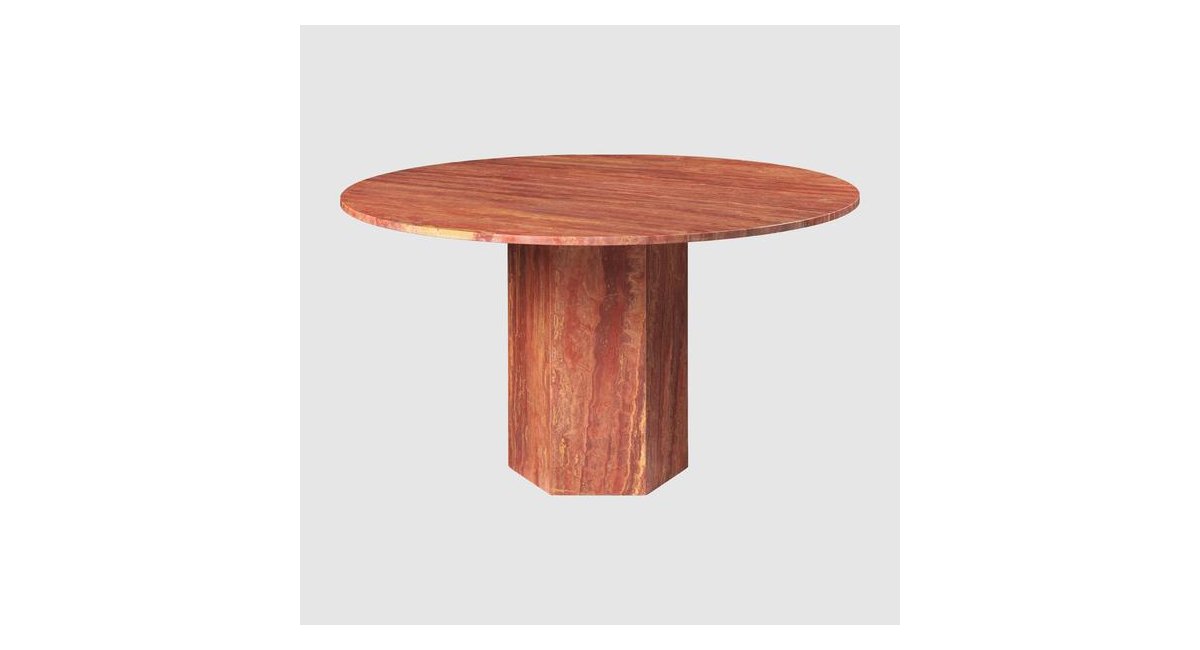 Epic Dining Table_mesa de comedor redonda_ rojo travertino_Gubi_MINIM
