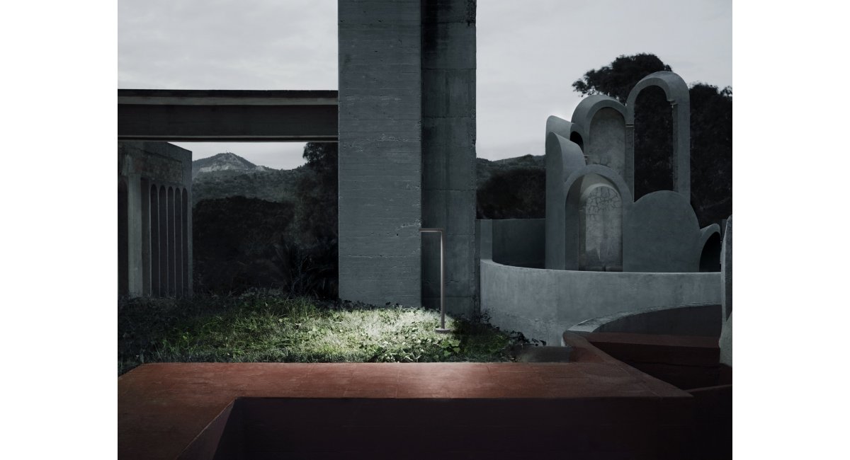 FLOS - WALKSTICK - PIPE - lámpara de pie - color antracita - MINIM - lifestyle jardín