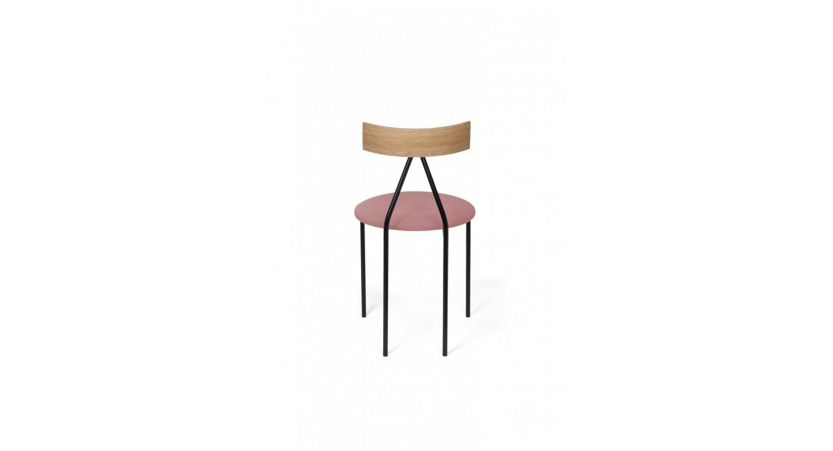 GOFI CHAIR - silla de comedor - silla de roble y tela rosa - MINIM
