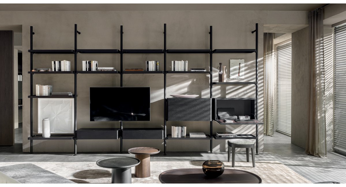Hector - estantería - Molteni - MINIM - lifestyle salón - mueble TV