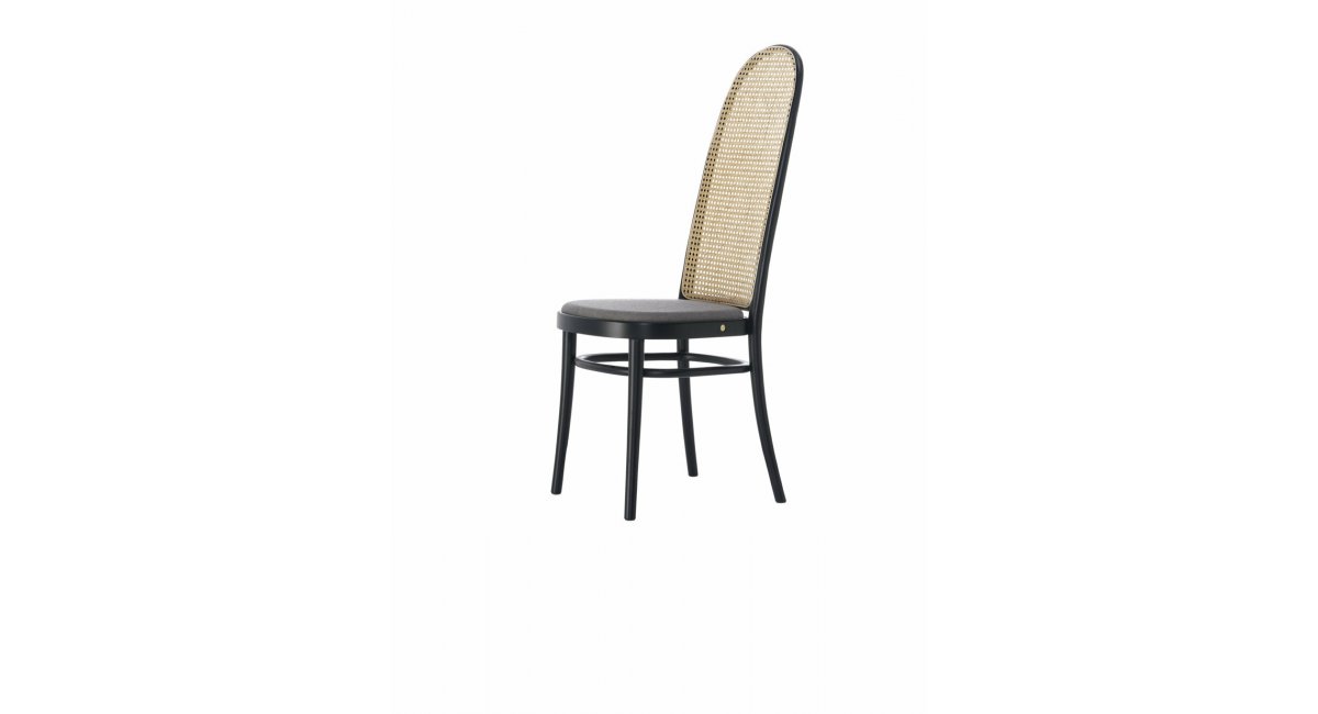 MORRIS - silla negra con rafia en el respaldo- Gebrüder Thonet Vienna - MINIM