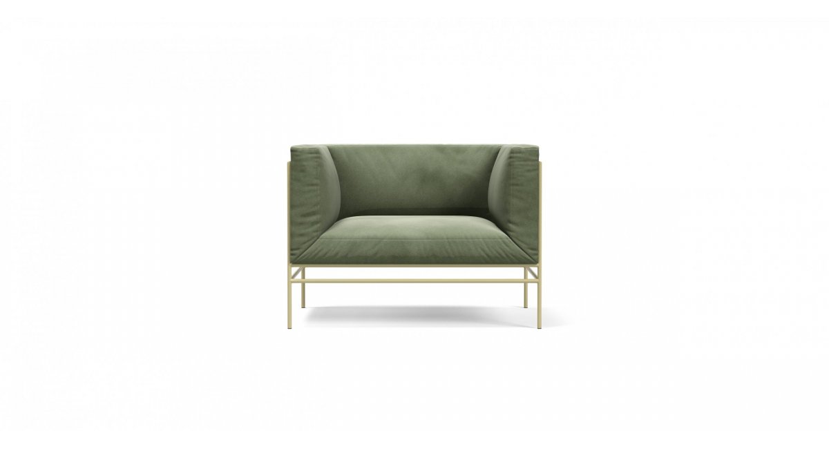 Middleweight _ armchair _ butaca _ estructura dorada _ tapicería verde _ Karakter - MINIM