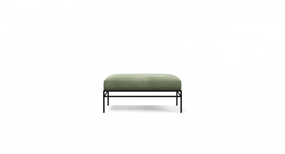 Middleweight_pouf_reposapies_estructura negra_tapicería verde_Karakter - MINIM