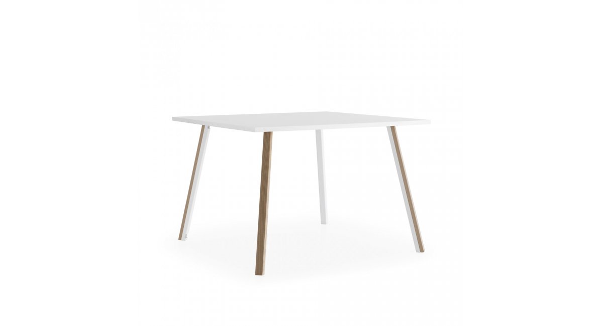 ORI - mesa cuadrada alta - La Palma - MINIM - mesa blanca y madera
