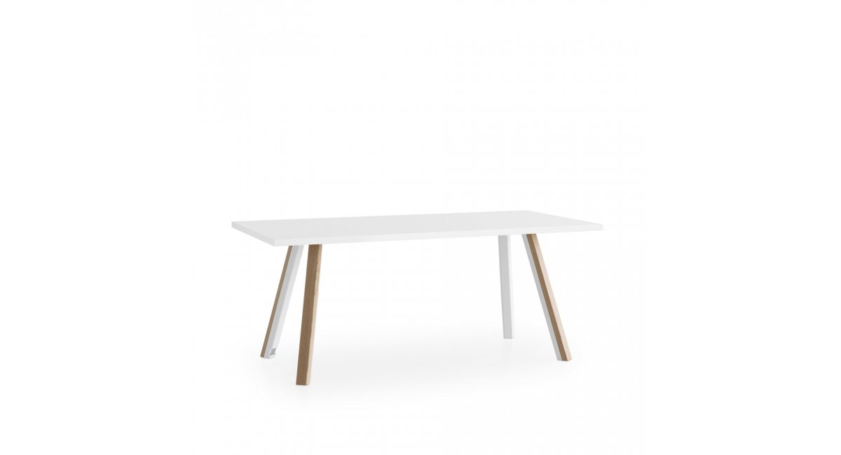 ORI - mesa de comedor - La Palma - MINIM - mesa blanca y madera