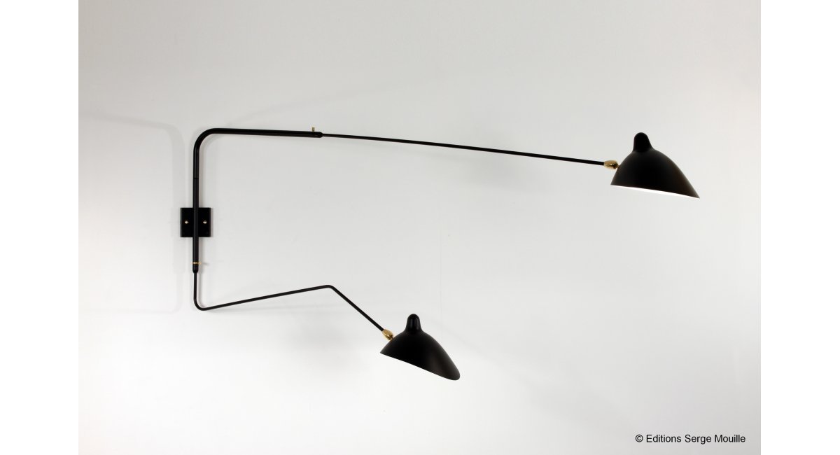 Serge Mouille, Spider 2 rotating arms, 1 straight, 1 curved