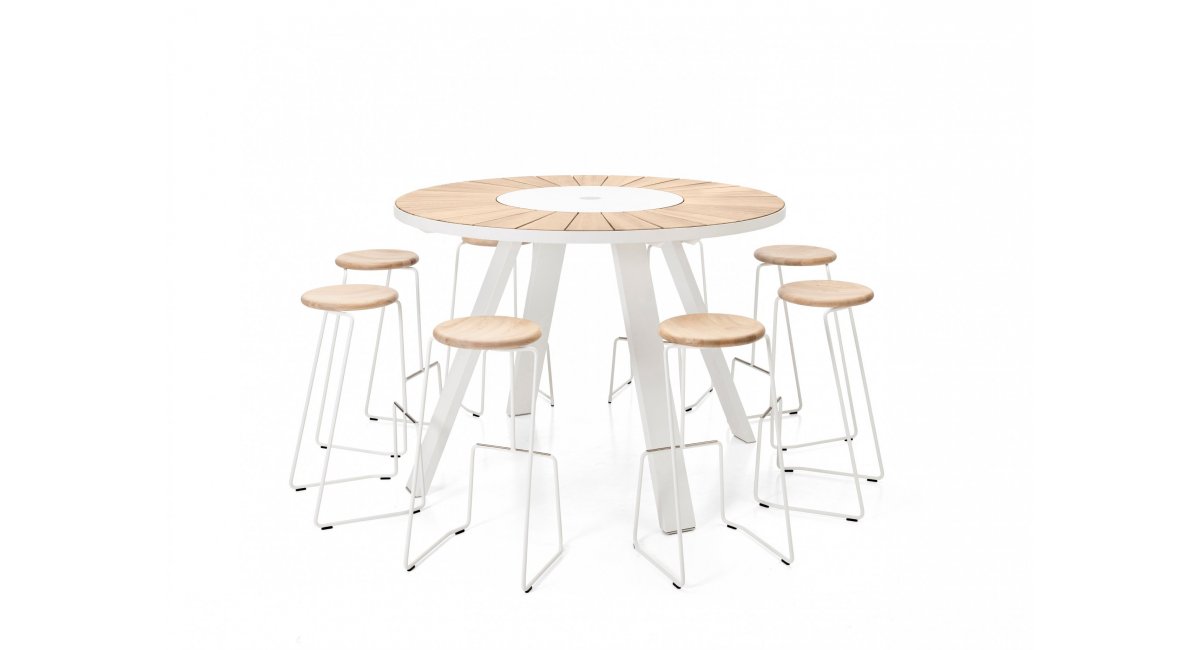 Pantagruel -mesa alta de exterior - extremis - MINIM - con taburetes