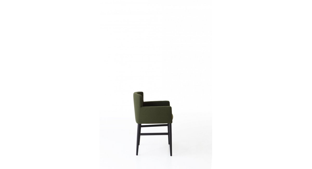 Silla PIOGGIA_Porro_Silla acolchada_silla comedor_silla cocina_silla oficina_MINIM Showroom_Madrid_Barcelona_silla verde_vista lateral