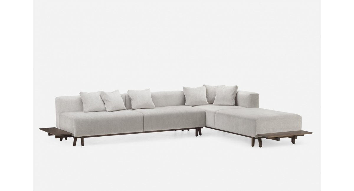 Sofa Eight Armless - Neri&amp;Hu - patas de nogal - sofá gris -mesitas auxiliares -chaise lounge -delaespada-MINIM