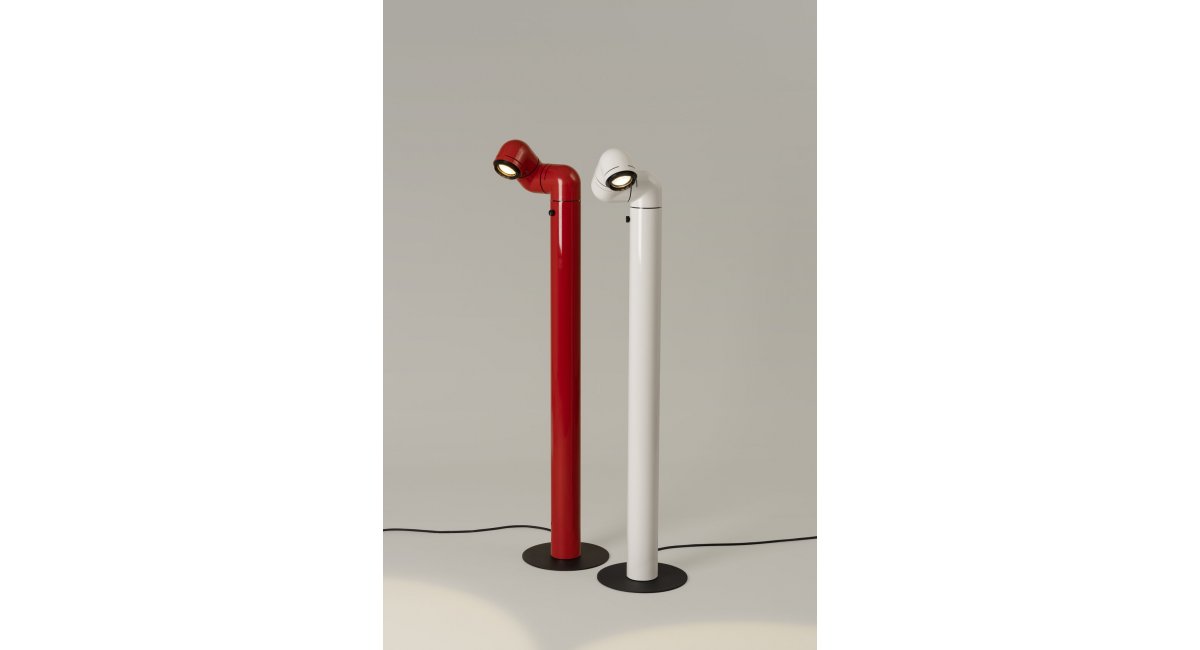 TATU - lámpara de pie - color blanco - color rojo - base negra - Santa &amp; Cole - MINIM