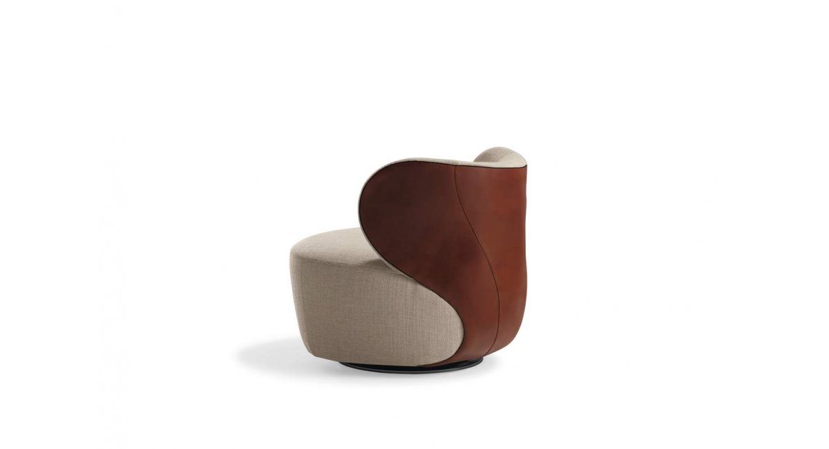 Walter Knoll - Butaca Bao beige y piel marrón back - Madrid Barcelona - Showroom MINIM