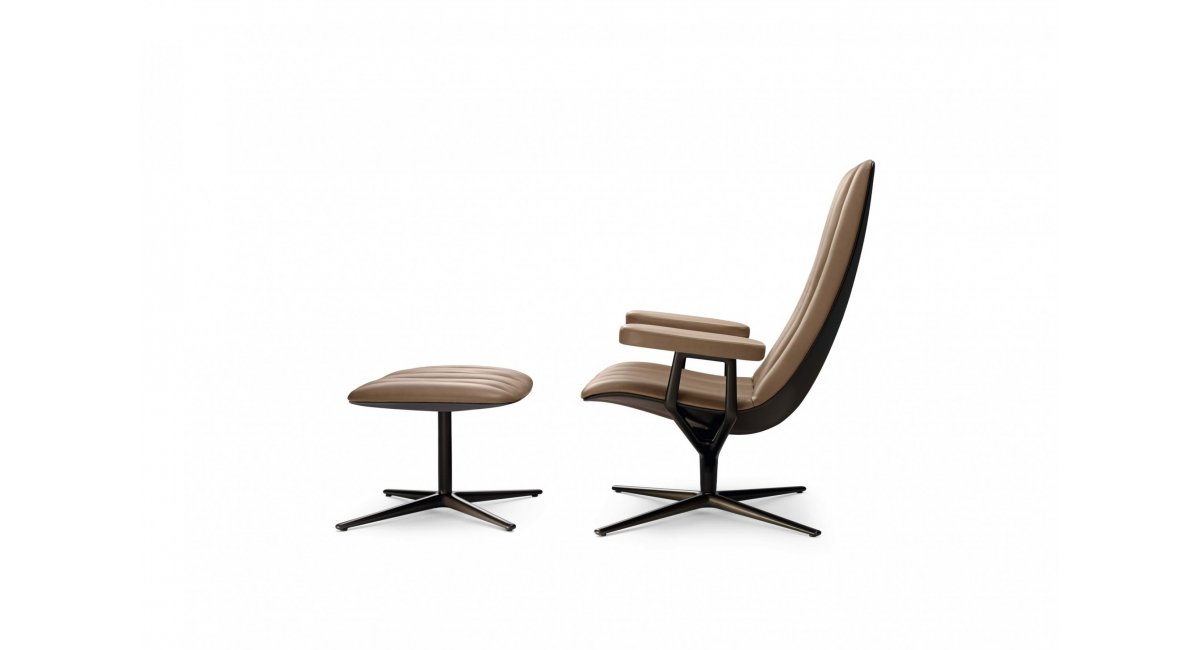 Walter Knoll -Healey_Lounge - Butaca beige y reposapiés - MINIM