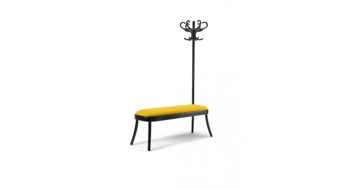 coat racK bench - banco con perchero - tapizado amarillo - Gebrueder Thonet Vienna - MINIM