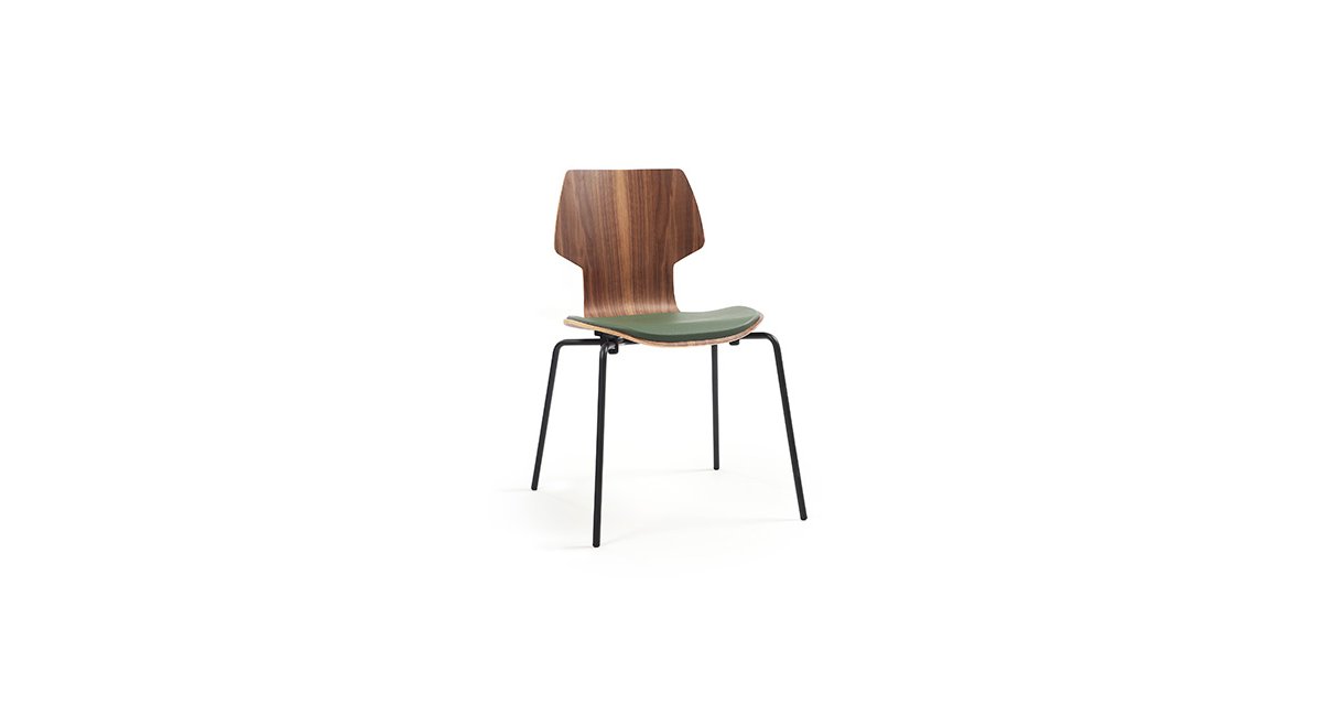 mobles114 - gracia - silla - MINIM - madera - estructura lacada negro - cojin verde