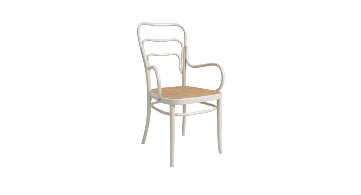 vienna 144 - silla - Gebrüder Thoner - MINIM - silla blanca con asiento de rafia