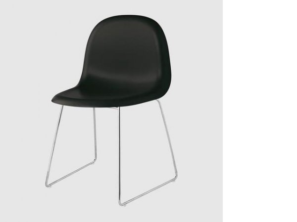 3D - silla de comedor - estructura cromada - asiento negro - GUBI - MINIM