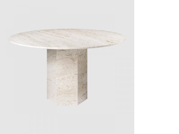 Epic Dining Table_mesa de comedor redonda_ blanco travertino_Gubi_MINIM