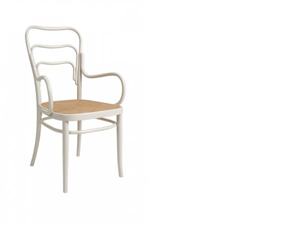 vienna 144 - silla - Gebrüder Thoner - MINIM - silla blanca con asiento de rafia