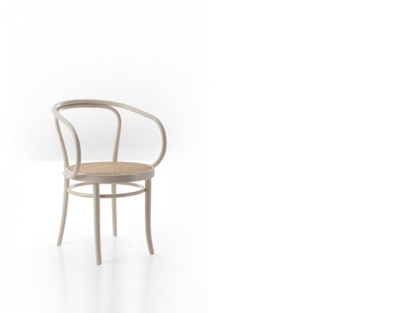 wiener sthul - silla - Gebrüder Thoner Vienna - MINIM - silla blanca con asiento beige
